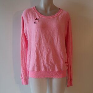 Womens N. Philanthropy Hot Pink Distressed Sweatshirt M